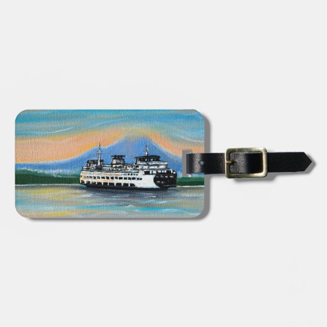 Sunrise Ferry Painting Luggage Tag (Front Horizontal)