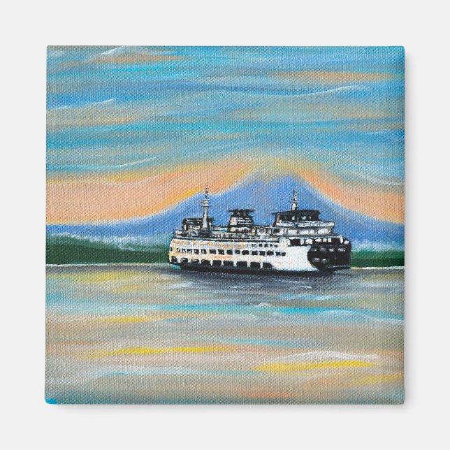 Sunrise Ferry Painting Magnet (Front)