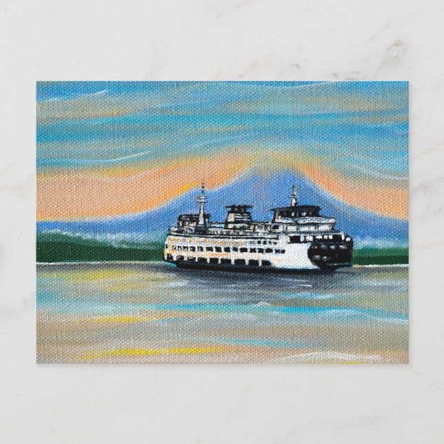 Sunrise Ferry Painting Postcard (Front)