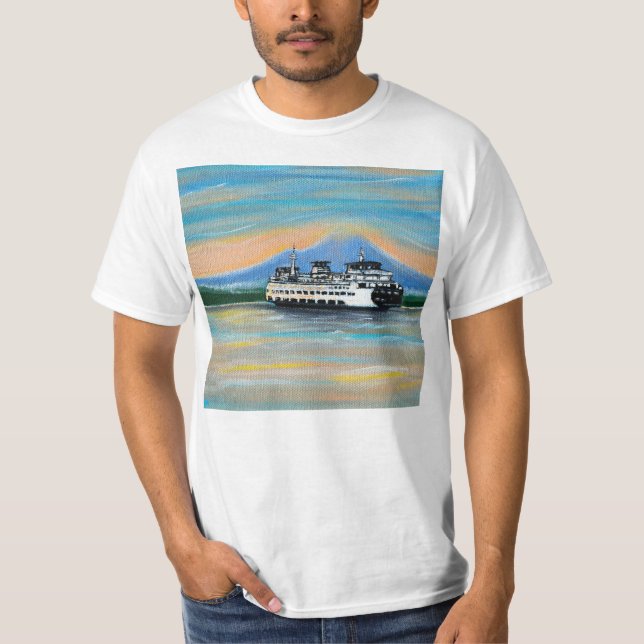 Sunrise Ferry Painting T-Shirt (Front)