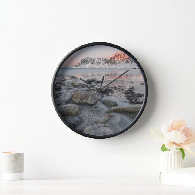 Sunrise Flakstad and Skagsanden Beach Clock (Home)