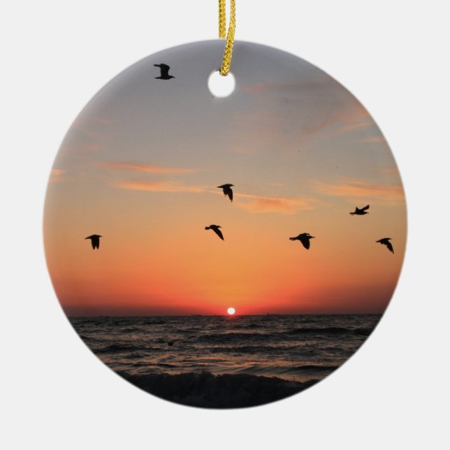 Sunrise Flight Ceramic Tree Decoration (Front)