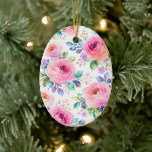 Sunrise Floral Boho Custom Name Design             Ceramic Tree Decoration