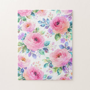 Sunrise Floral Boho Custom Name Design             Jigsaw Puzzle