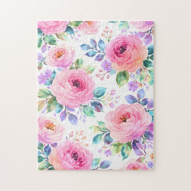 Sunrise Floral Boho Custom Name Design             Jigsaw Puzzle (Vertical)