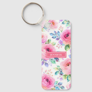 Sunrise Floral Boho Custom Name Design             Key Ring