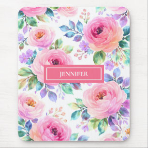 Sunrise Floral Boho Custom Name Design             Mouse Pad