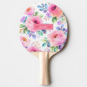 Sunrise Floral Boho Custom Name Design Ping Pong Paddle