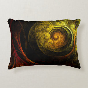Sunrise Floral Red Abstract Art Accent Pillow