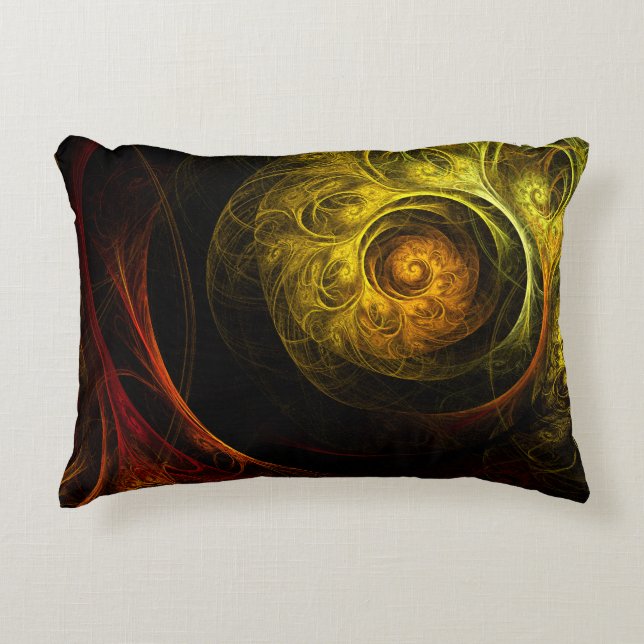 Sunrise Floral Red Abstract Art Accent Pillow (Front)
