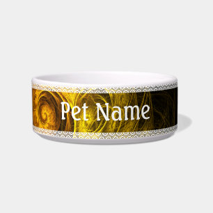 Sunrise Floral Red Abstract Art Cat Bowl