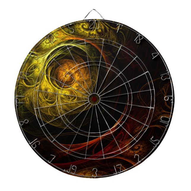 Sunrise Floral Red Abstract Art Dartboard (Front)