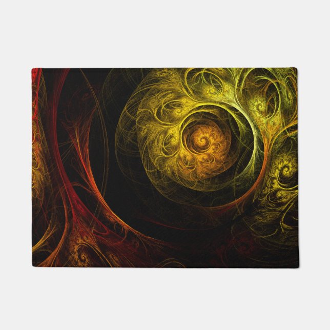 Sunrise Floral Red Abstract Art Doormat (Front)