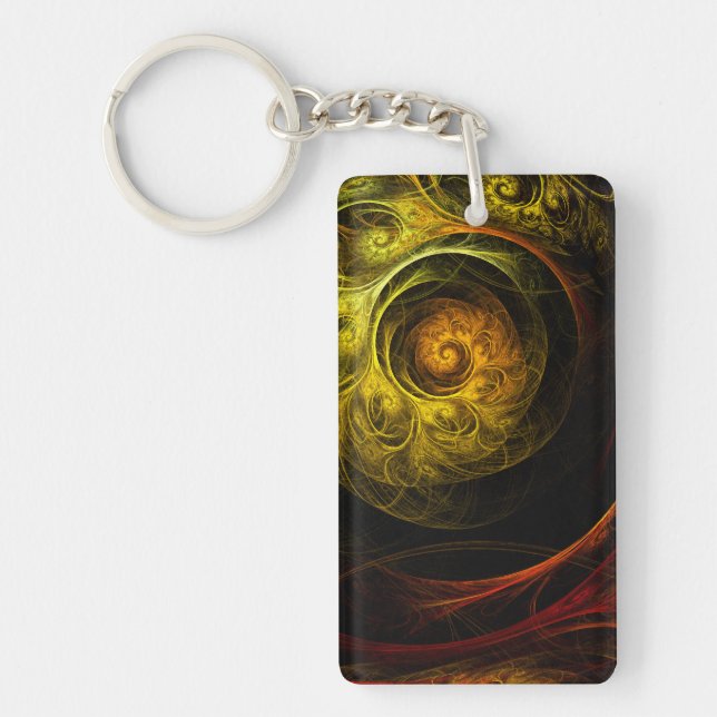 Sunrise Floral Red Abstract Art Key Ring (Front)