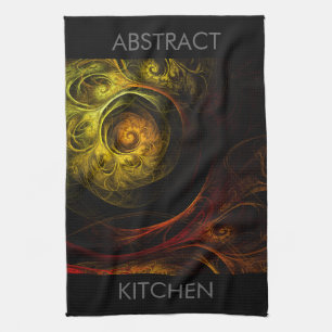 Sunrise Floral Red Abstract Art Kitchen Towel