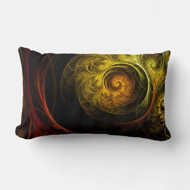 Sunrise Floral Red Abstract Art Lumbar Pillow (Front)