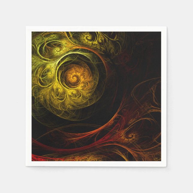 Sunrise Floral Red Abstract Art Napkin (Front)