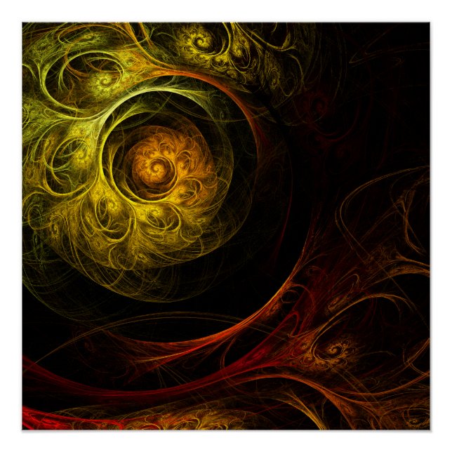 Sunrise Floral Red Abstract Art Poster (Front)