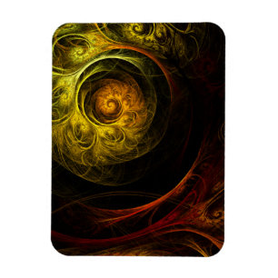 Sunrise Floral Red Abstract Art Premium Magnet