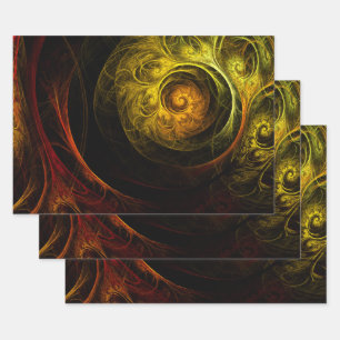 Sunrise Floral Red Abstract Art Wrapping Paper Sheet