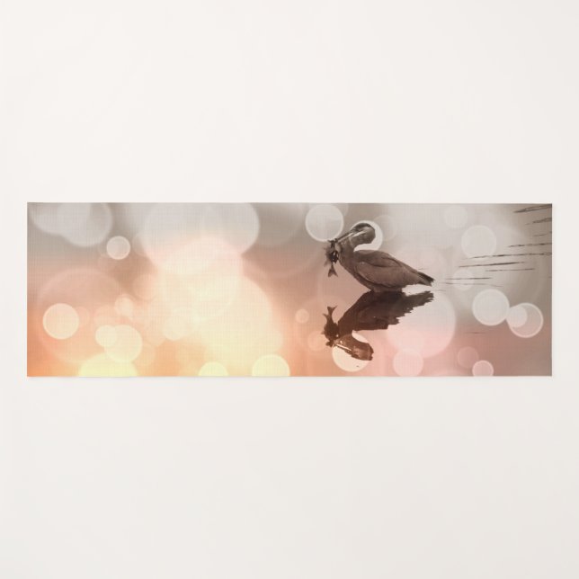 Sunrise Great Blue Heron Reflection Yoga Mat (Front (Horizontal))