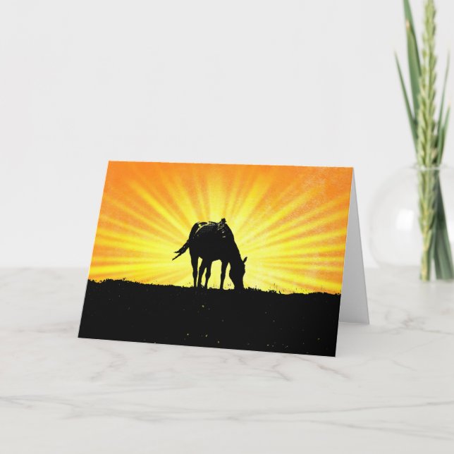 Sunrise Horse Silhouette Art Note Card (Front)