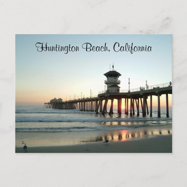 Sunrise Huntington Beach Pier California Post Card (Front)