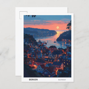 Sunrise in Bergen Norway Travel Postcard