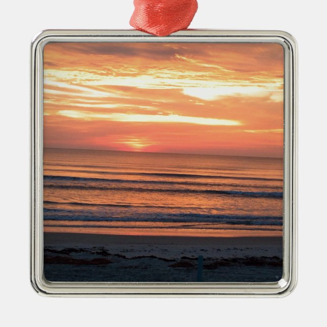 Sunrise in Daytona Beach, FL Metal Tree Decoration (Front)