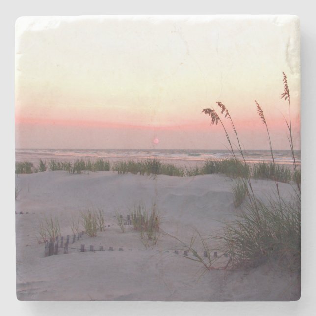 Sunrise in July, Wrightsville Beach Stone Coaster (Front)