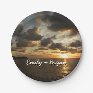 Sunrise in St. Thomas I US Virgin Islands Paper Plate