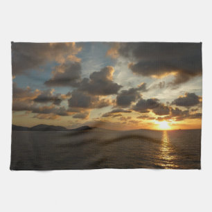 Sunrise in St. Thomas I US Virgin Islands Tea Towel