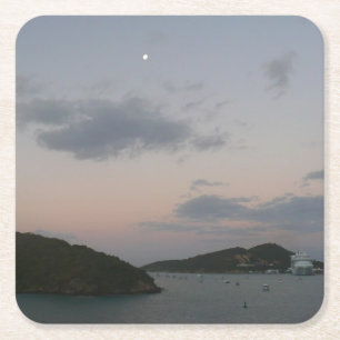 Sunrise in St. Thomas III US Virgin Islands Square Paper Coaster