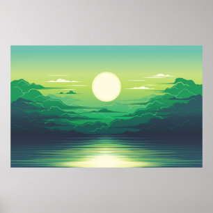 Sunrise in the sea illustration apparel,art,beauti poster