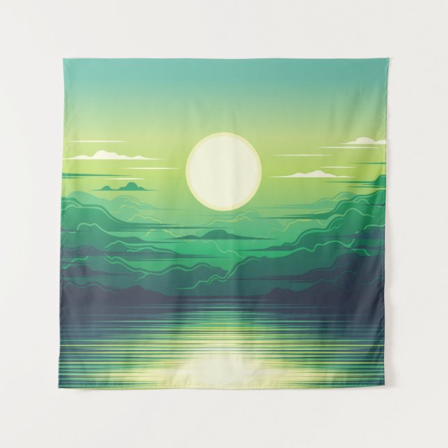 Sunrise in the sea illustration apparel,art,beauti tapestry (Front)