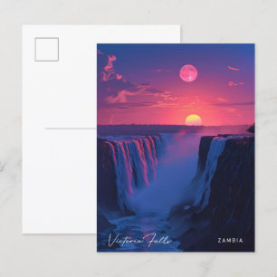 Sunrise in Victoria Falls Zambia Vintage Travel Postcard