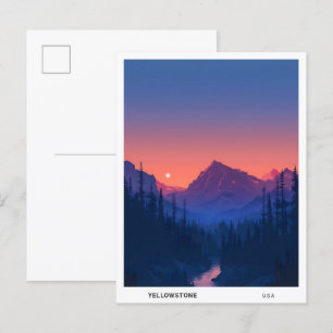 Sunrise in Yellowstone USA Travel  Postcard