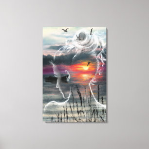 Sunrise Lady - Nature - Original Art Painting Canvas Print