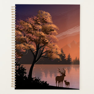 Sunrise Landscape with Lake and Deers-51207 Planner