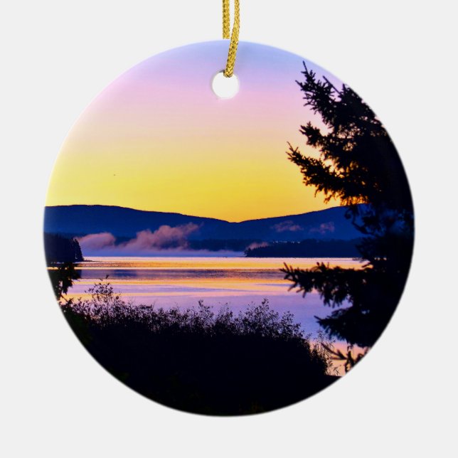 Sunrise Maine Ceramic Christmas Ornament (Front)