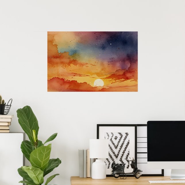 Sunrise Minimalist Wall Art Print (Home Office)