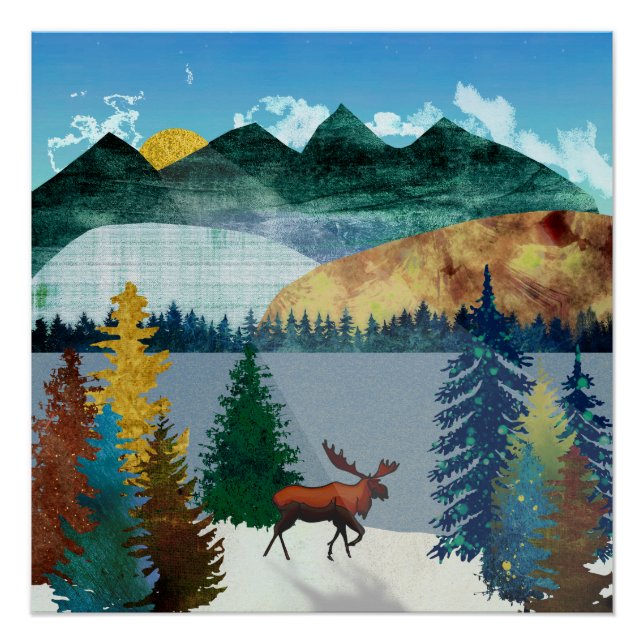 Sunrise Moose Poster (Front)