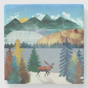 Sunrise Moose Stone Coaster