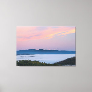 Sunrise morning fog in valley Triglav, Slovenia Canvas Print