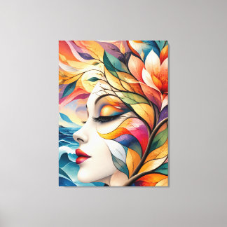 Sunrise Mosaic Female Portrait Canvas Print