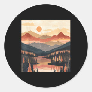 Sunrise Mountain Nature Hiking Camping Outdoors Mo Classic Round Sticker