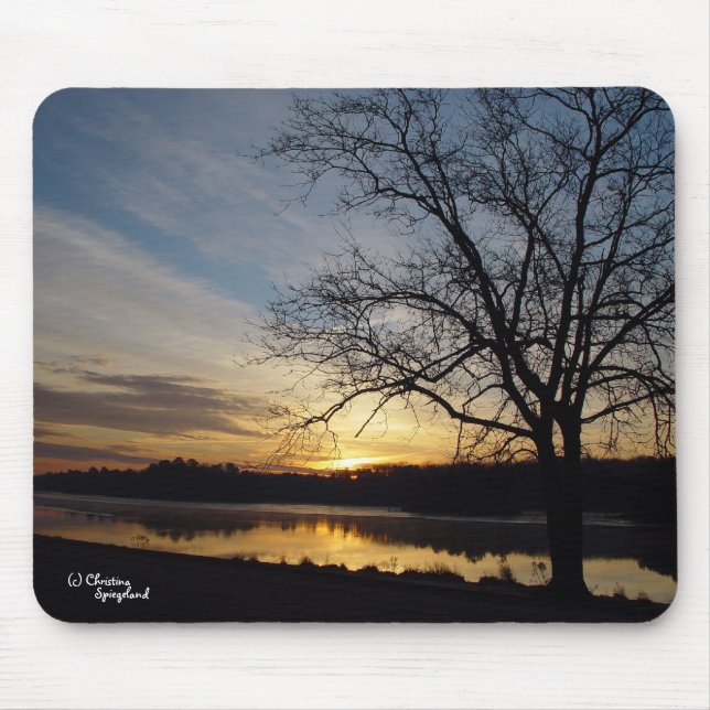 Sunrise Oak Tree Lake Mousepad (Front)