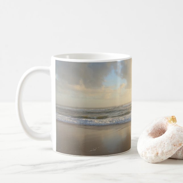 Sunrise Ocean Beach  Coffee Mug (With Donut)