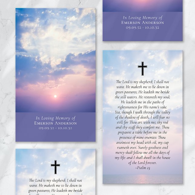 Sunrise Ocean Cross Memorial Prayer Card (Creator Uploaded)