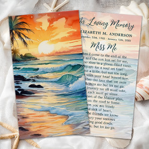 Sunrise Ocean Memorial Modern Funeral Prayer Card